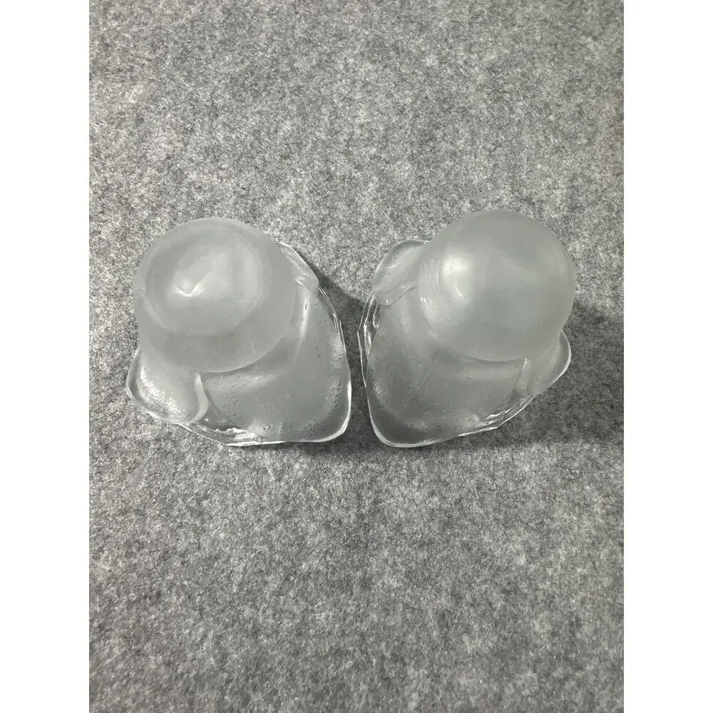 vintage-style glasscandle holders clear & frosted petal design resembling tulips
